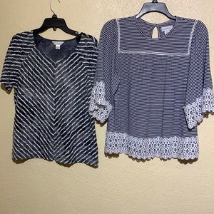 Bundle 2 Tops Size L Gray White Black Liz claiborne Christopher Banks